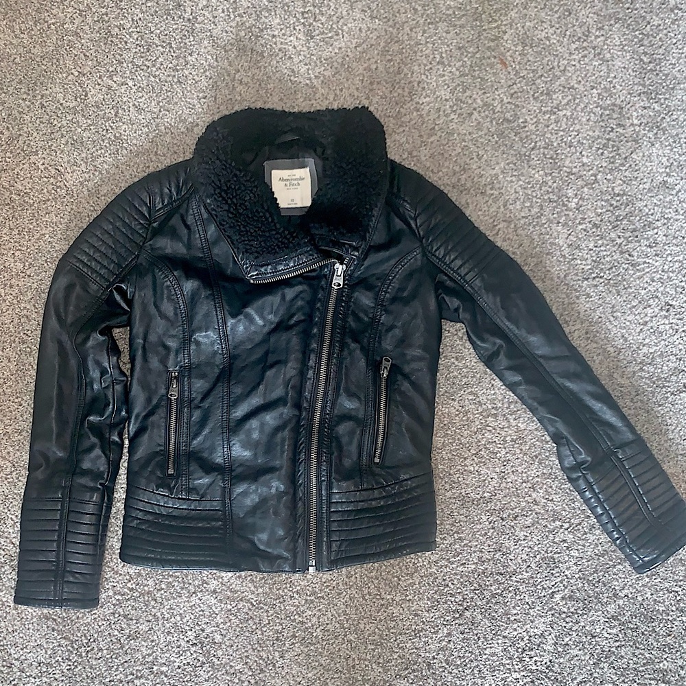 Abercrombie & Fitch Sherpa Lined Leather Jacket